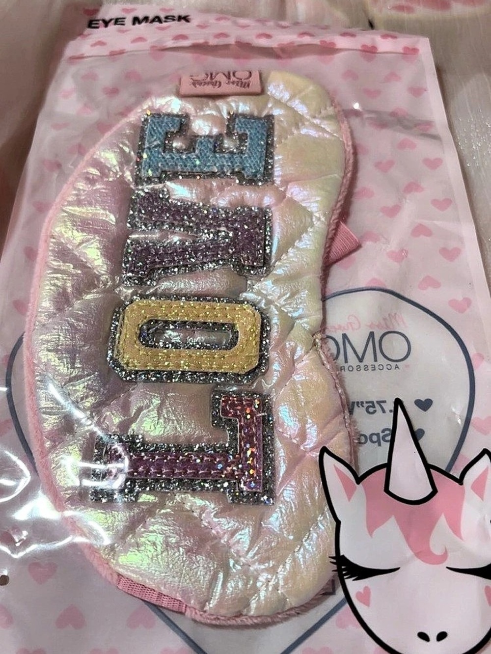 OMG Accessories Pink & Multicolor Glitter Eye Mask